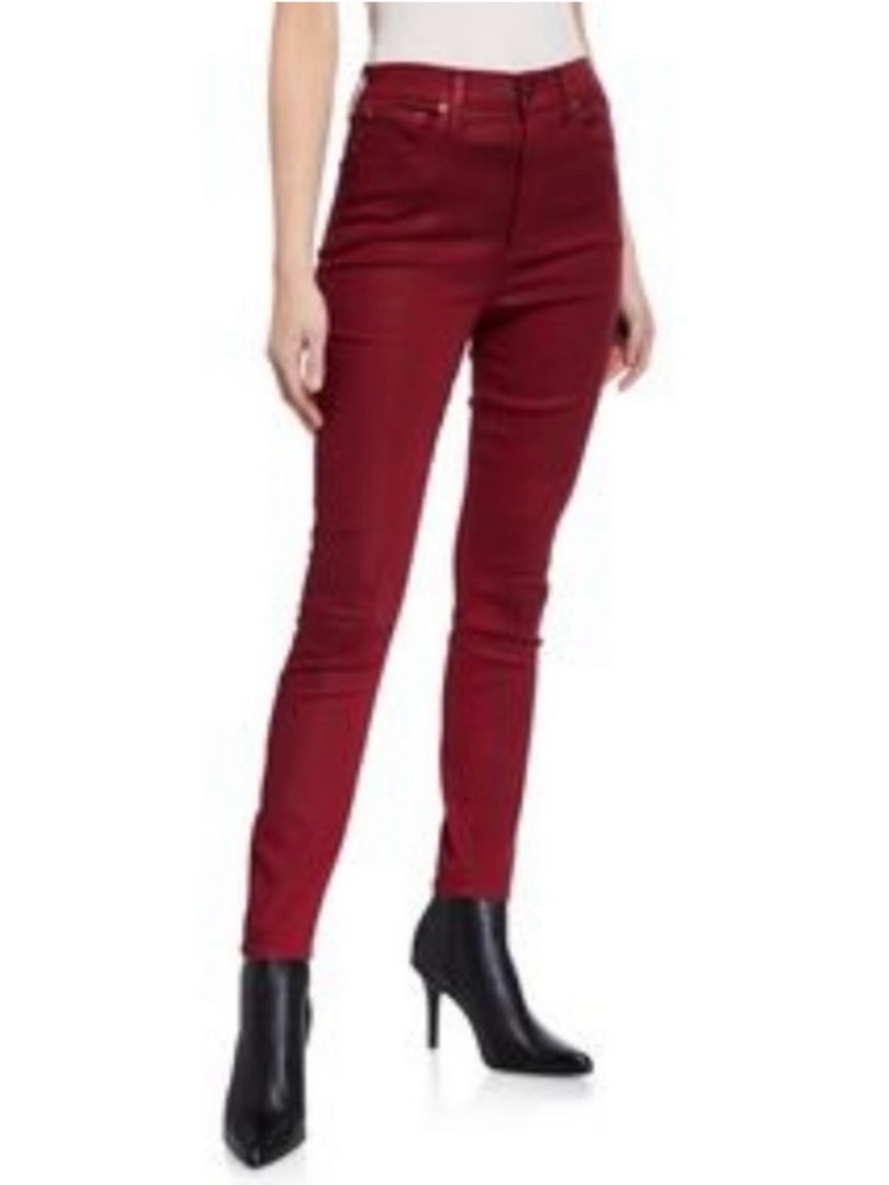 Alice & Olivia Good High Rise Ankle Skinny Jeans Color/Wash Bordeaux Size 28